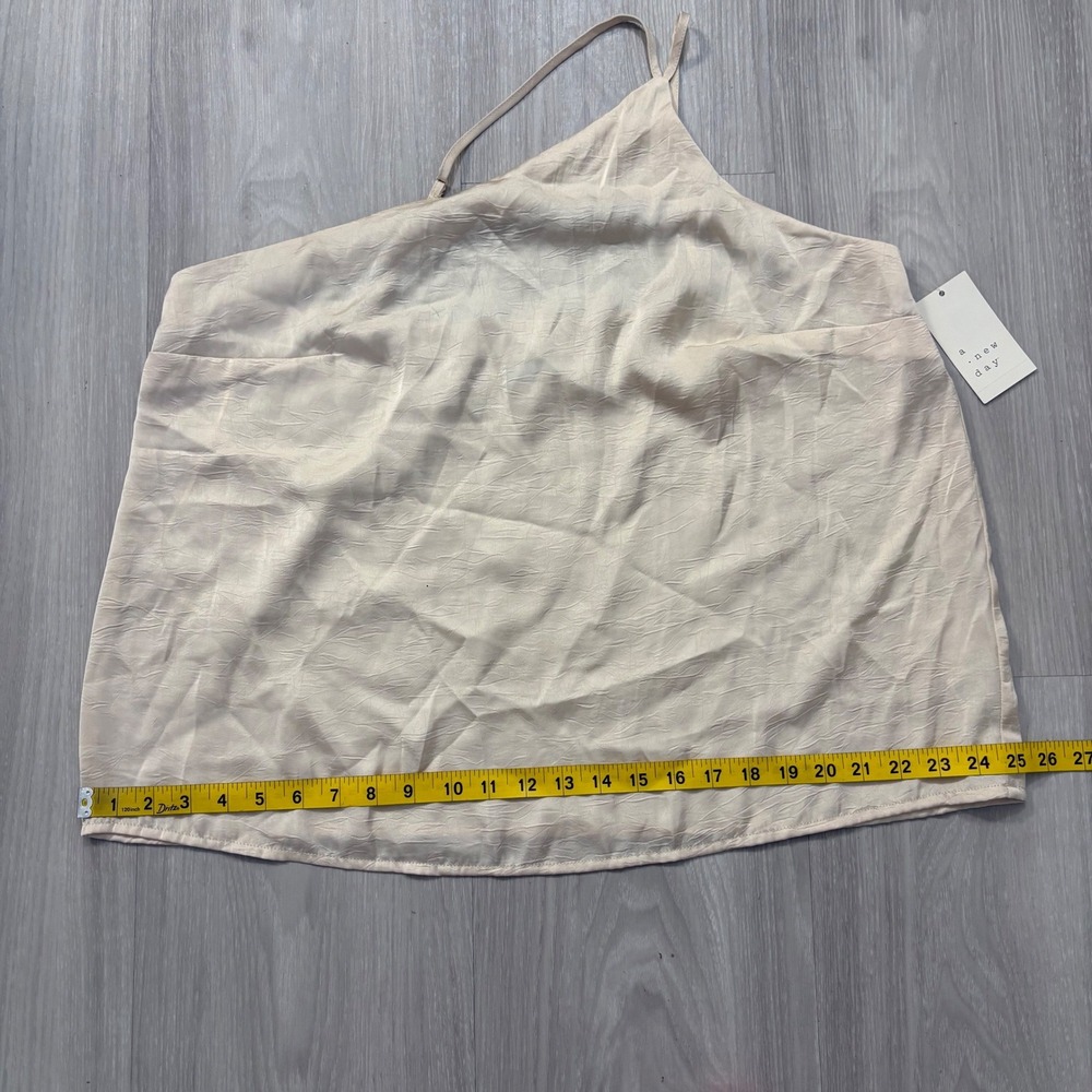 A New Day Top Women Cream Textured Asymmetrical Strap Top Size XL - Picture 6 of 14